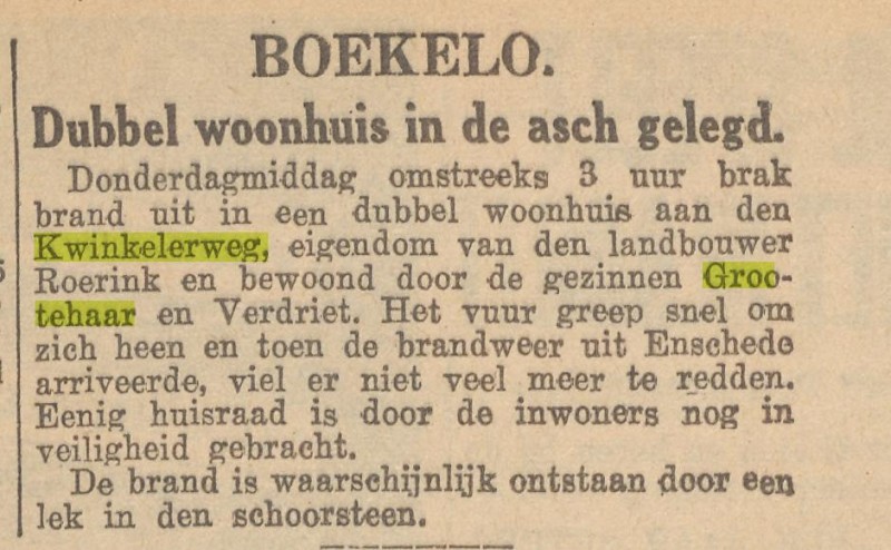 Kwinkelerweg 80-82 dubbel woonhuis Fam. Grootehaar en Verdriet krantenbericht Nieuwe Hengelosche courant 15-4-1939.jpg