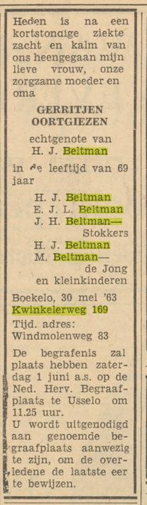 Kwinkelerweg 169 G.Beltman-Oortgiezen overlijdensadvertentie Tubantia 31-5-1963.jpg