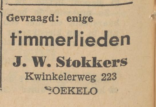 Kwinkelerweg 223 Boekelo J.W. Stokkers advertentie Tubantia 9-3-1956.jpg