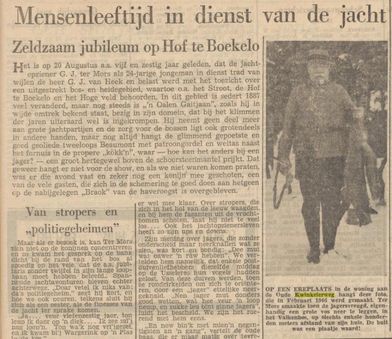 Kwinkelerweg 351 Boekelo G.J. ter Mors jachtopziener krantenbericht Tubantia 16-8-1952.jpg
