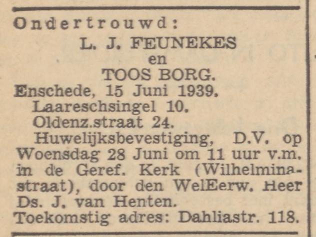Laaressingel 10 L.J. Feunekes advertentie Christelijk sociaal dagblad 17-6-1939.jpg