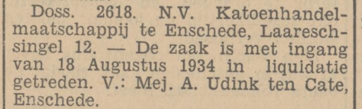 Laaressingel 12 Mej. A. Udink ten Cate krantenbericht Tubantia 28-8-1934.jpg