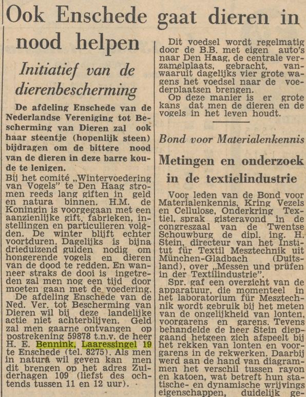 Laaressingel 19 H.E. Bennink krantenbericht Tubantia 23-2-1956.jpg