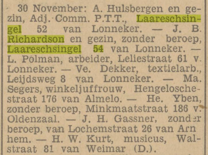 Laaressingel 54 J.B.Richardson krantenbericht Tubantia 31-12-1932.jpg