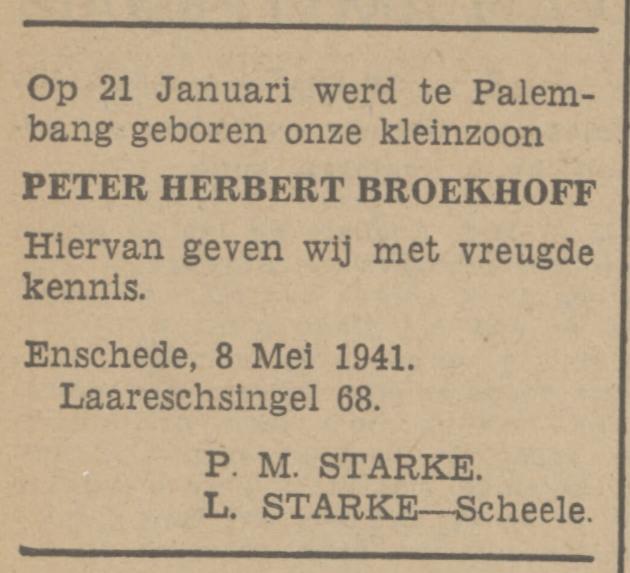 Laaressingel 68 P.M. Starke advertentie Tubantia 8-5-1941.jpg