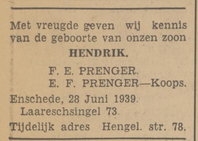 Laaressingel 73 FE. Prenger advertentie Tubantia 29-6-1939.jpg