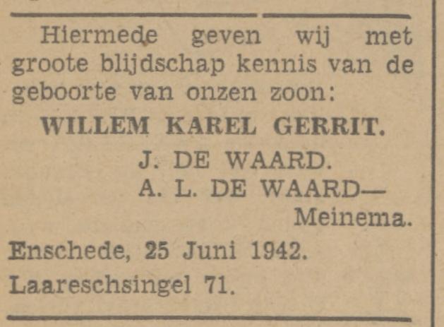 Laaressingel 71 J. de Waard advertentie Tubantia 26-6-1942.jpg