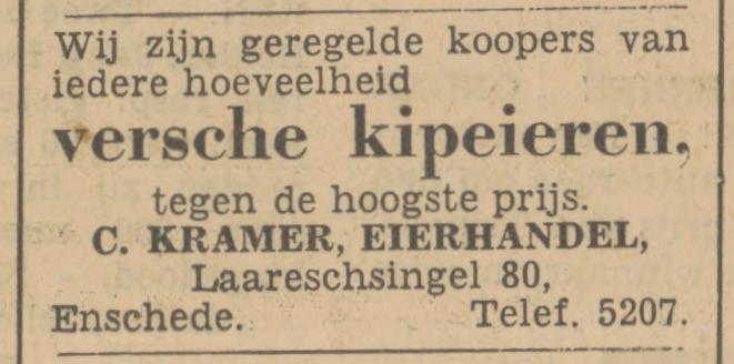 Laaressingel 80 C.Kramer eierhandel advertentie Tubantia 13-5-1936.jpg