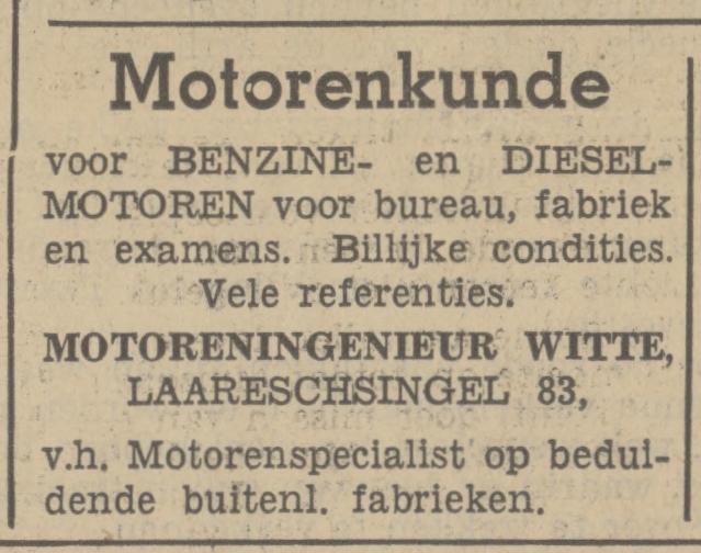 Laaressingel 83 motoreningenieur Witte advertentie Tubantia 20-9-1937.jpg