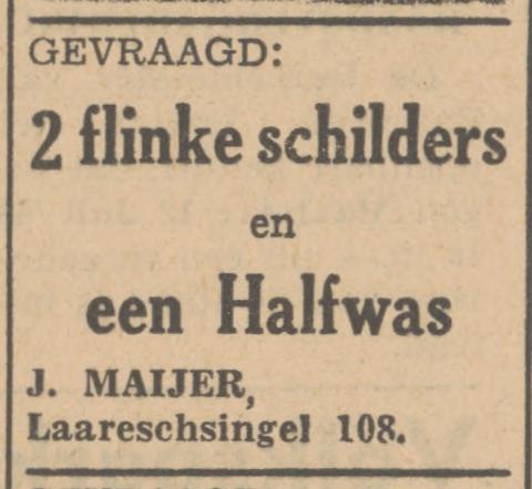 Laaressingel 108 J. Maijer schilder advertentie Tubantia 7-7-1948.jpg
