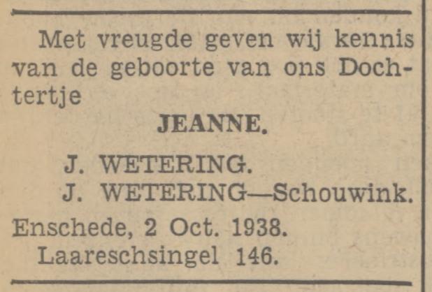 Laaressingel 146 J.Wetering advertentie Tubantia 3-10-1938.jpg