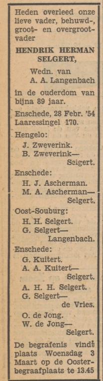 Laaressingel 170 H.H. Seigert overlijdensadvertentie Tubantia 1-3-1954.jpg