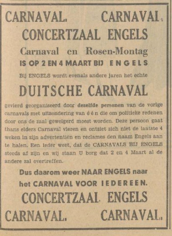 Laaresstraat 27 concertzaal Engels Carnaval advertentie Tubantia 22-2-1935.jpg