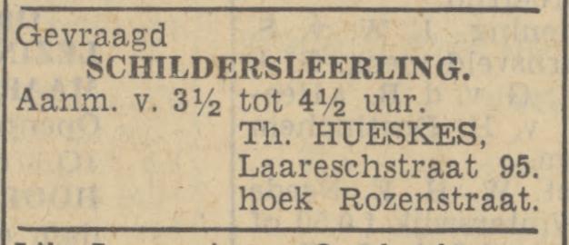 Laaresstraat 95 hoek Rozenstraat Th.Hueskes schilder advertentie Tugantia 18-3-1939.jpg
