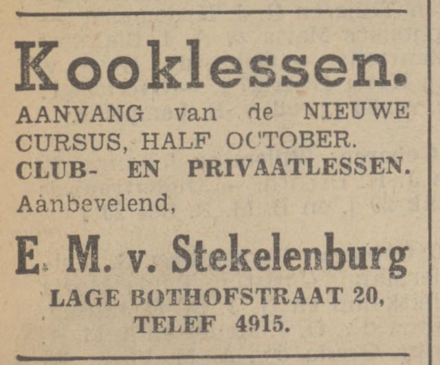 Lage Bothofstraat 22 E.M. van Stekelenburg advertentie Tubantia 20-9-1939.jpg