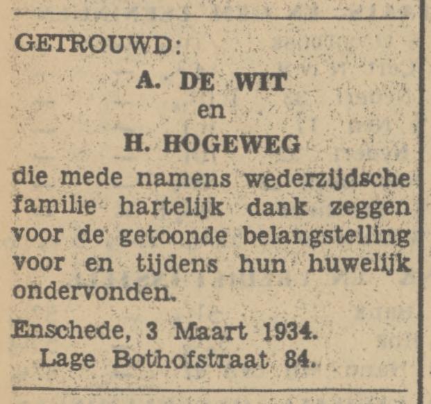 Lage Bothofstraat 84 A. de Wit advertentie Tubantia 3-3-1934.jpg