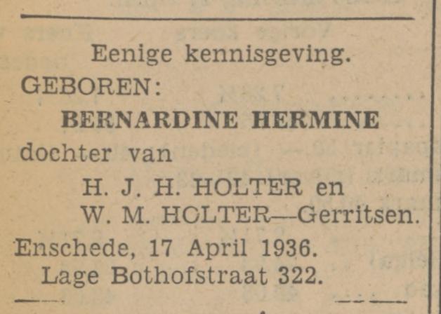 Lage Bothfstraat 322 H.J.H. Holter advertentie Tubantia 17-4-1936.jpg