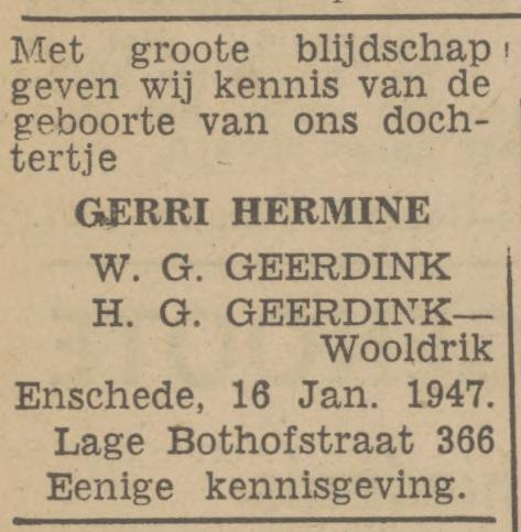 Lage Bothofstraat 366 W.G.Geerdink advertentie Tubantia 17-1-1947.jpg