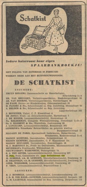 Lage Bothofstraat 420 H.Pol fruit, comestibles advertentie Tubantia 19-2-1954.jpg