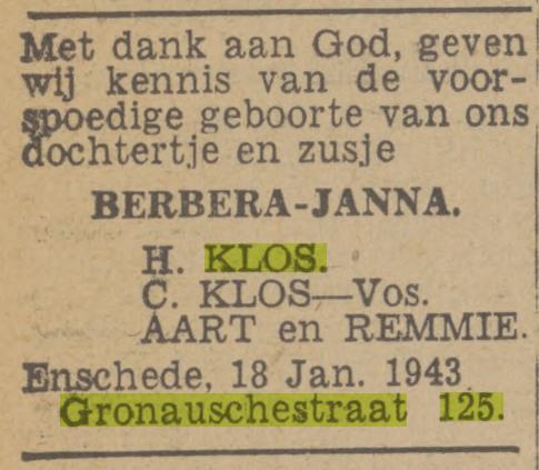 Gronausestraat 125 H.Klos advertentie Twentsch nieuwsblad 18-1-1943.jpg