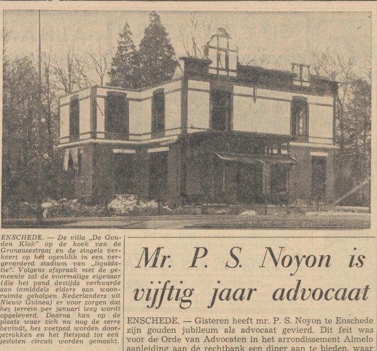 Gronausestraat 140 villa Gouden Klok sloop krantenfoto Tubantia 12-12-1963.jpg