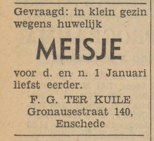Gronausestraat 140 F.G. ter Kuile advertentie Tubantia 2-12-1953.jpg