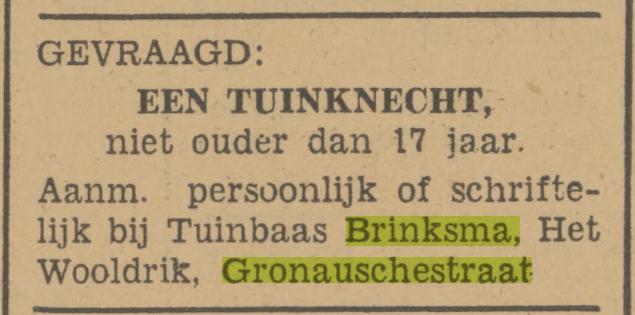 Gronausestraat 176 Brinksma tuinbaas Het Wooldrik advertentie Tubantia 1-4-1942.jpg