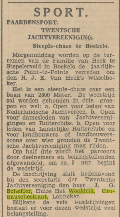 Gronausestraat 180 J.G. Scheffer Huise het Wooldrik krantenbericht Tubantia 24-4-1931.jpg