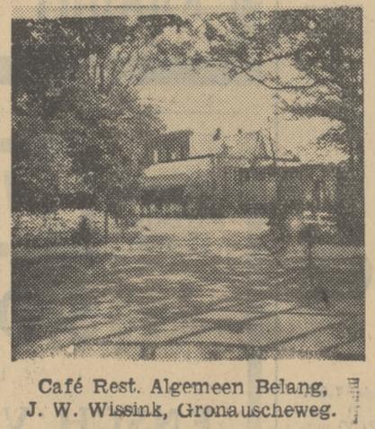 Gronausestraat 100 vroeger 300 Gronauseweg cafe restaurant Algemeen Belang, J.W. Wissink, krantenfoto Tubantia 19-6-1934.jpg