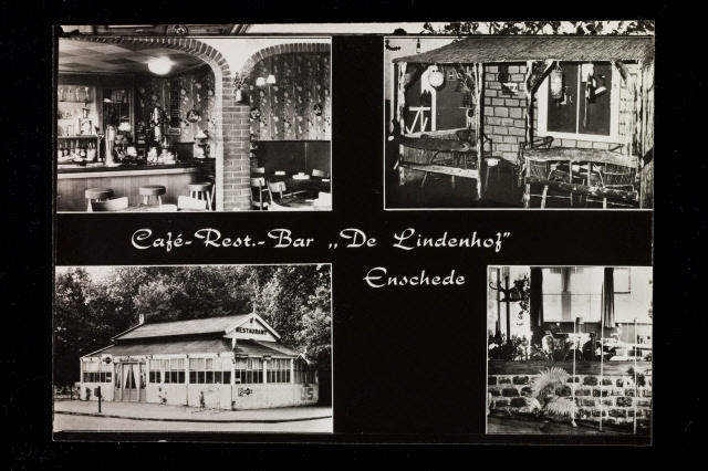 Gronausestraat 339 Collage van afbeeldingen van Café Restaurant Bar De Lindenhof met interieur en buitenaanzicht. jaren 60.jpeg