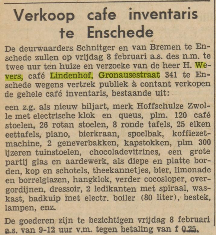 Gronausestraat 341 cafe Lindenhof H.Wevers advertentie Tubantia 5-2-1957.jpg