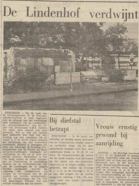 Gronausestraat 339-341 sloop cafe Lindenhof krantenfoto Tubantia 29-6-1970.jpg