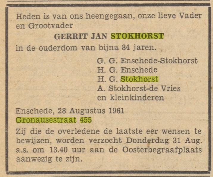 Gronausestraat 455 G.J.Stohorst overlijdensadvertentie 29-8-1961.jpg