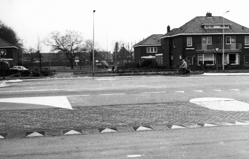 Gronausestraat 615 De wijk Dolphia  het plantsoen in het hart van de wijk met dikke steen op het Transvaalplein.jpg