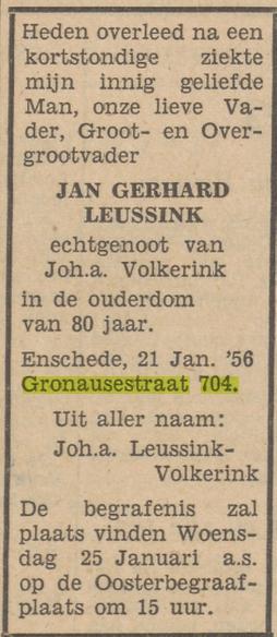 Gronausestraat 704 J.G.Leussink overlijdensadvertentie Tubantia 23-1-1956.jpg