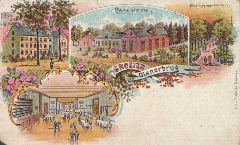 Rijksweg 7 later Gronausestraat 1258 Glanerbrug grenscafe Droste.jpg
