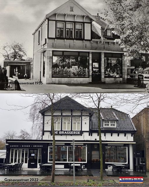 Rijksweg 43 De Spar in 1955 nu Gronausestraat 1214 de Brasserie dat wordt gerund door de broers Gabriel en Metin Aydin..jpg