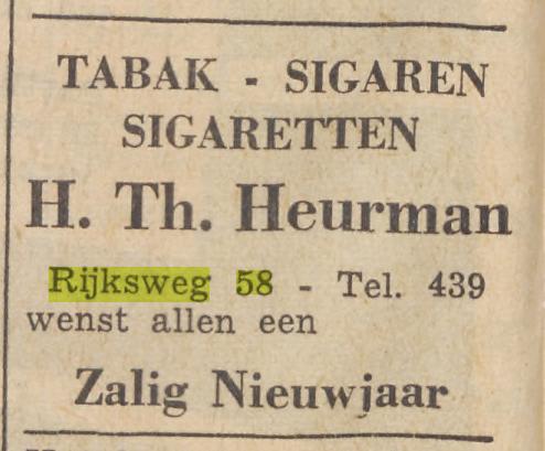 Rijksweg 58 H.Th.Heurman siagarenwinkel advertentie Tubantia 31-12-1953.jpg