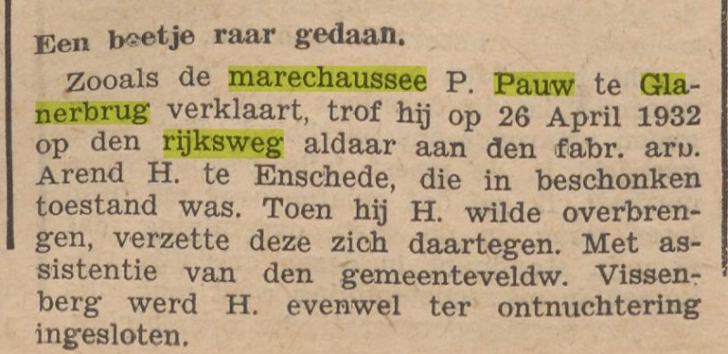 Rijksweg P.Pauw marechaussee krantenbericht Twentsche courant 28-5-1932.jpg