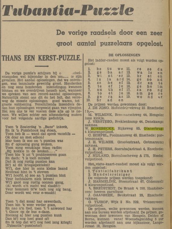 Rijksweg 85 Glanerbrug W.Honebecke krantenbericht Tubantia 23-12-1939.jpg