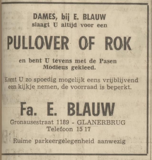 Gronausestraat 1189 Fa. E.Blauw advertentie Tubantia 19-3-1970.jpg