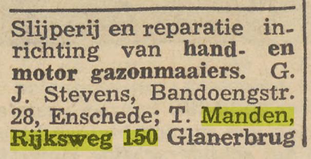 Rijksweg 150 Glanerbrug T.Manden advertentie Tubantia 6-8-1959.jpg