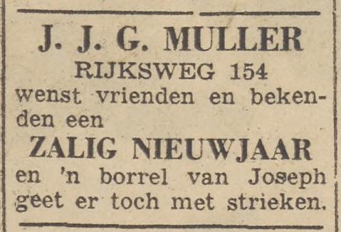 Rijksweg 154 Glanerbrug cafe slijterij J.J.G.Muller advertentie Twentsche courant 31-12-1956.jpg