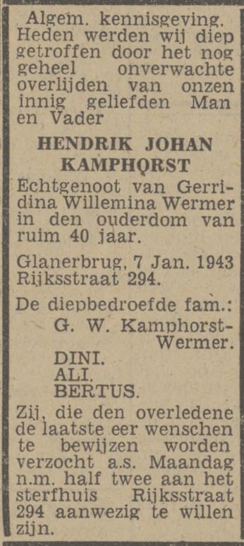 Rijksweg 294 Galnerbrug H.J. Kamphorst overlijdensadvertentie Twentsch nieuwsblad 8-1-1943.jpg