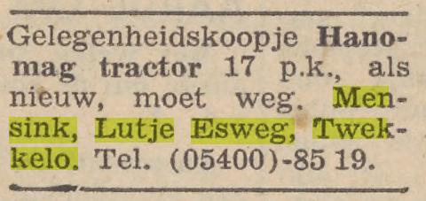 Lutje Esweg Twekkelo Mensink advertentie Twentsche courant 7-7-1961.jpg