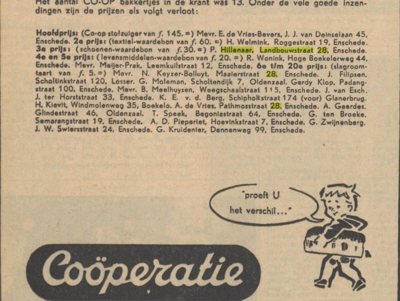 Landbouwstraat 28 P.Hillenaar advertentie Tubantia16-11-1957.jpg