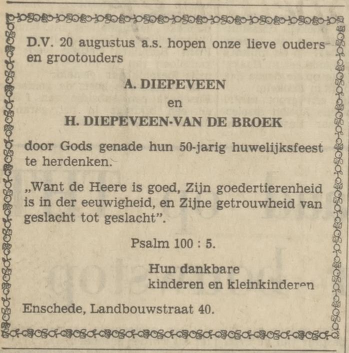 Landbouwstraat 40 A.Diepeveen advertentie Tubantia 18-8-1971.jpg