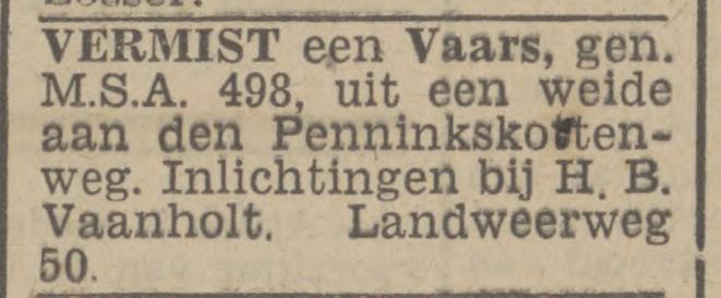 Landweerweg 50 H.B.Vaanholt advertentie Twentsch nieuwsblad 13-10-1944.jpg