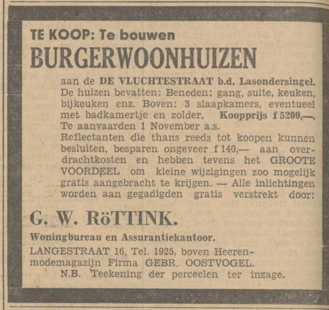 Langestraat 16 G.W. Ròttink woningbureau en assurantiekantoor boven herenmodemagazijn Oostvogel advertentie Tubantia 16-7-1932.jpg