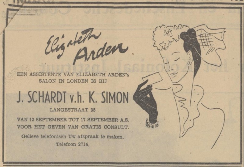 Langestraat 35 J. Schardt v.h. K. Simon advertentie Tubantia 7-9-1938.jpg